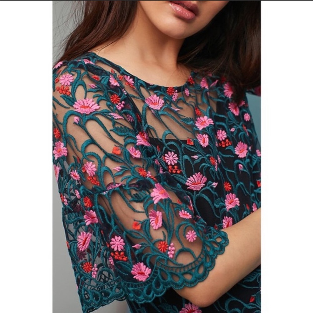 Anthropologie Floral Embellished Tunic
